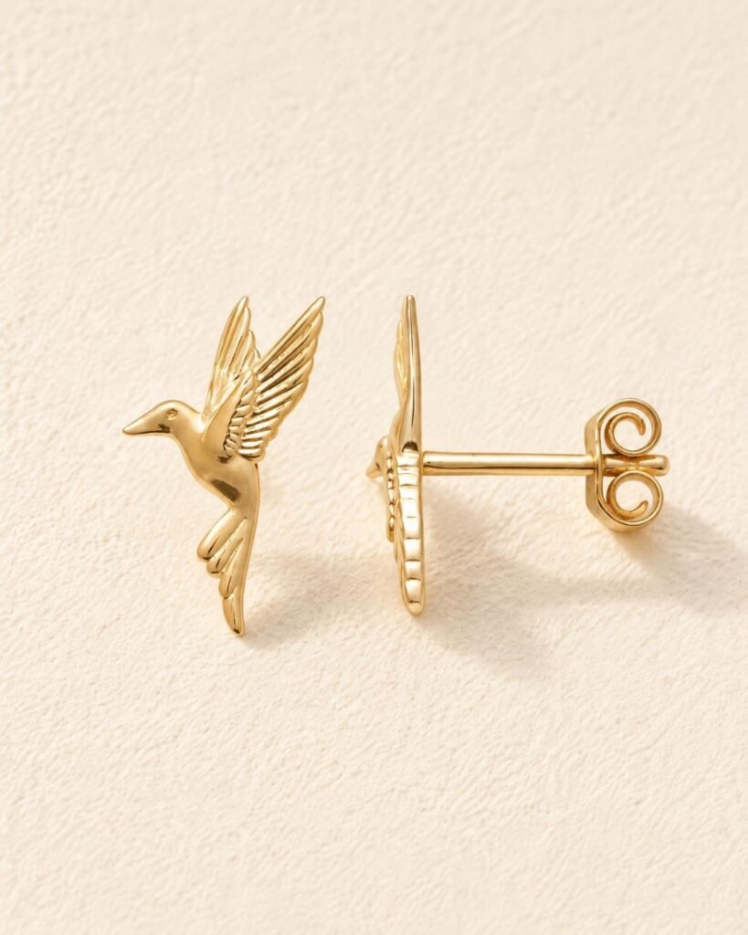 Colibria boucles d oreilles colibri plaqué or