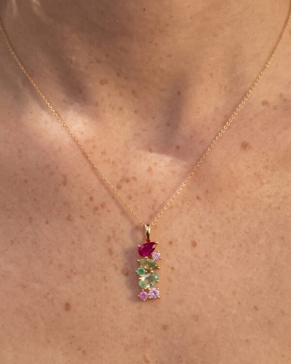 Kaleia pendentif vert et rose