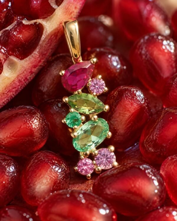 Kaleia pendentif vert et rose Cénélia