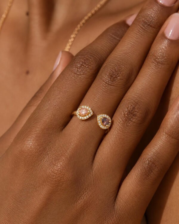 Nodea bague toi et moi plaque or 18 carats Cénélia