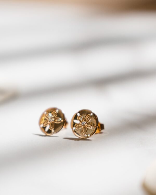 Boucles d'oreilles dollar des sables en plaqué or 18 carats | Cénélia