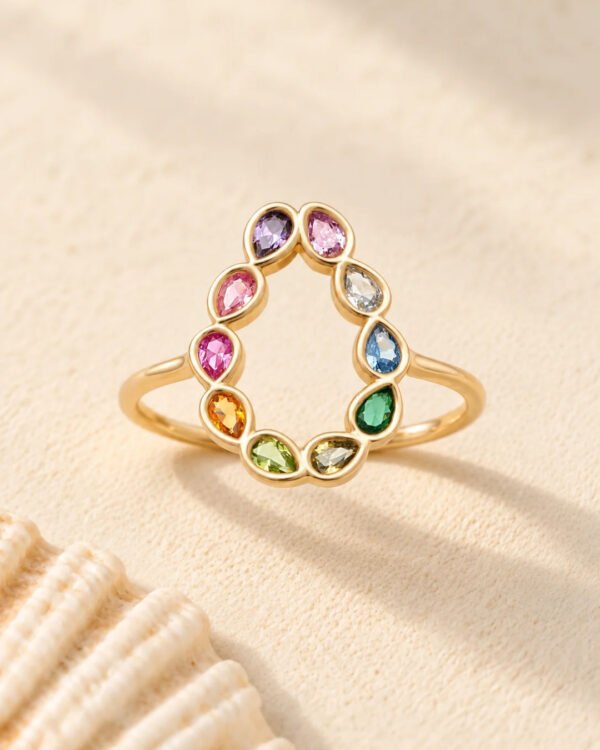 Soleos bague goutte multicolore
