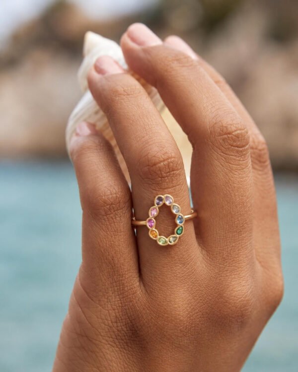 Soleos bague goutte multicolore Cénélia