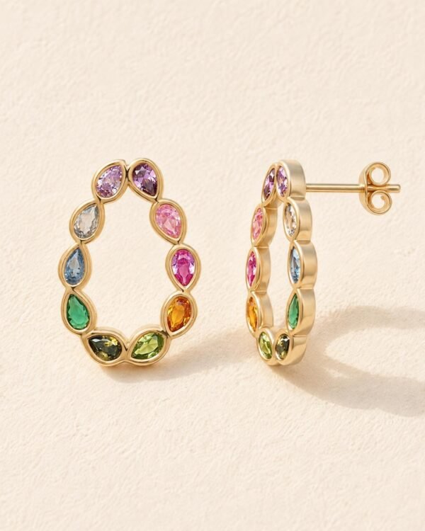 Soleos boucles d oreilles ovales multicolores