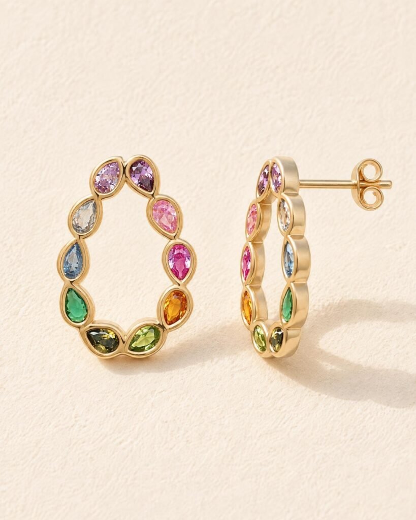 Soleos boucles d oreilles ovales multicolores