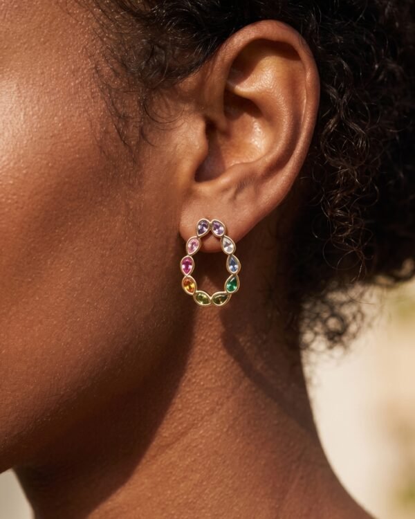 Soleos boucles d oreilles ovales multicolores Cénélia