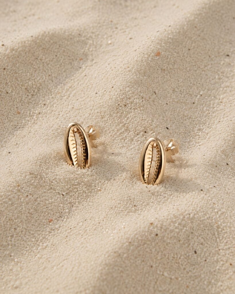 boucles d oreilles cauri plaqué or 18 carats Cénélia
